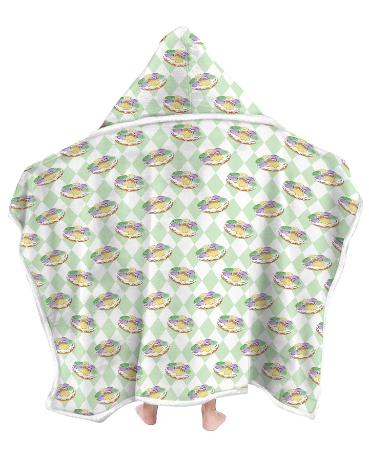 Mardi Gras Donut Bamboo Wearable Hooded Blanket