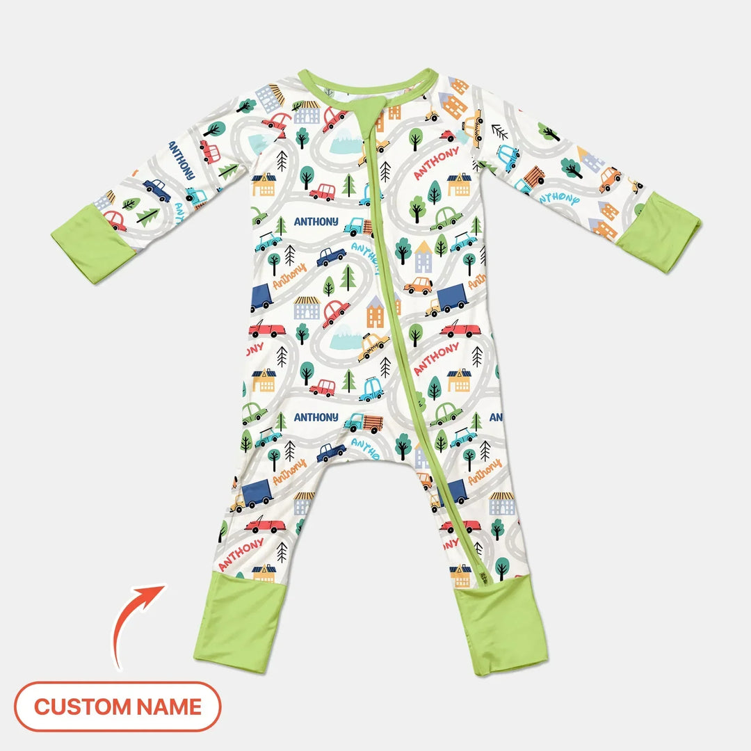 Custom Name Road Map Bamboo Convertible Zippy