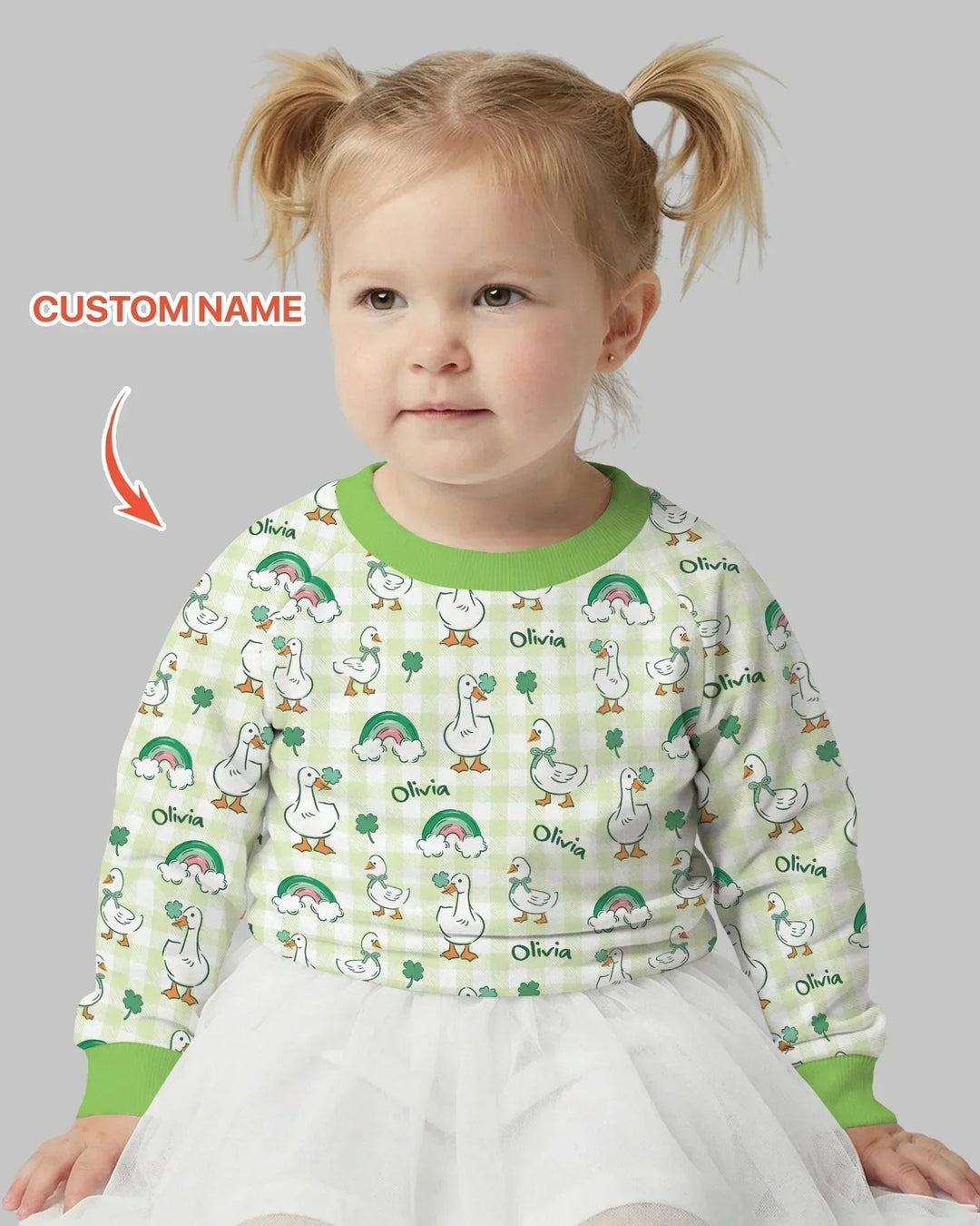 Custom Name Lucky Ducks Bamboo Crewneck Sweatshirt