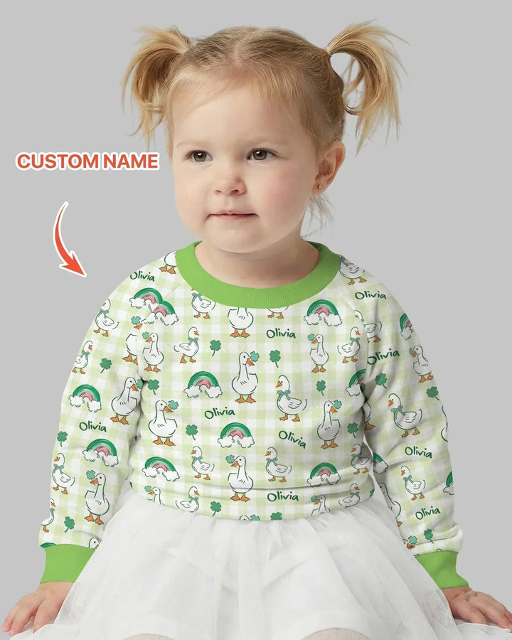Custom Name Lucky Ducks Bamboo Crewneck Sweatshirt