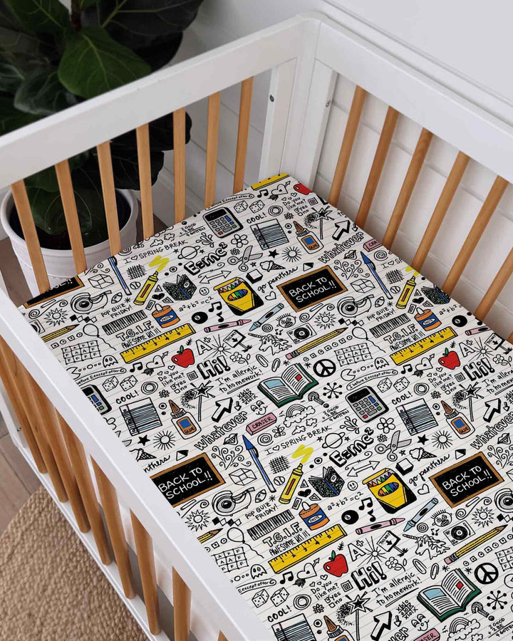 School Days Doodles Bamboo Fitted Crib Sheet