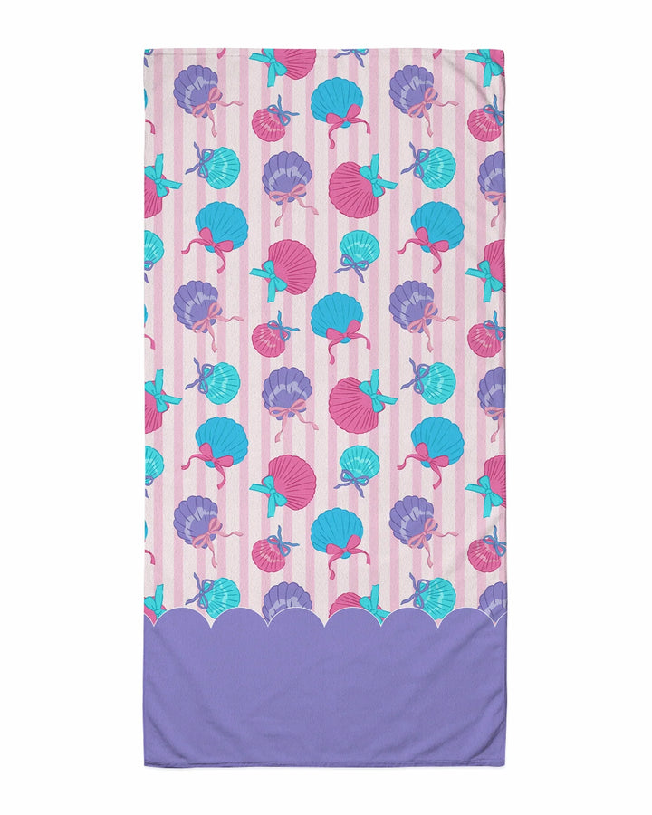 Seashell Dreams Stripe Bamboo Beach Towel