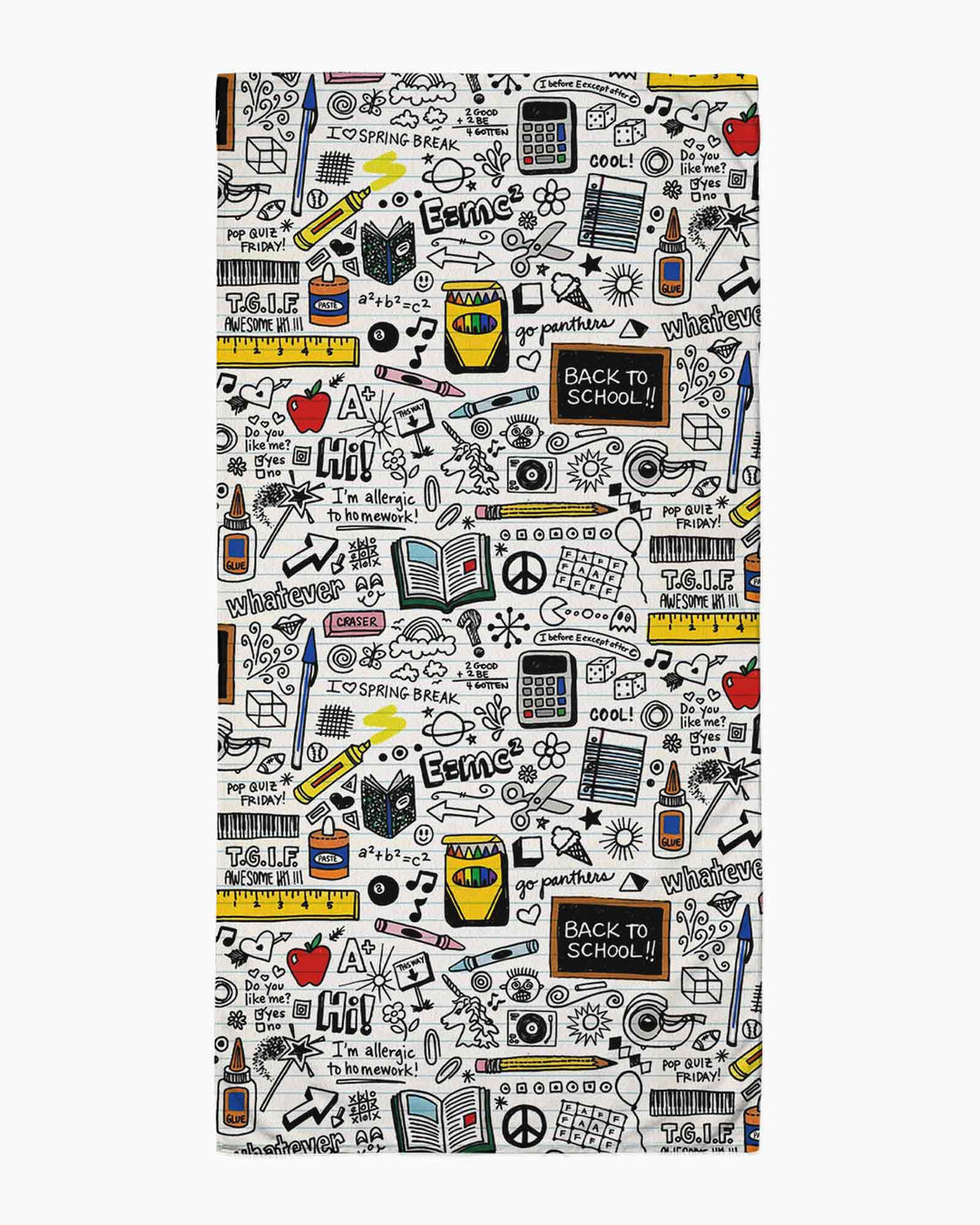 School Days Doodles Bamboo Beach Towel