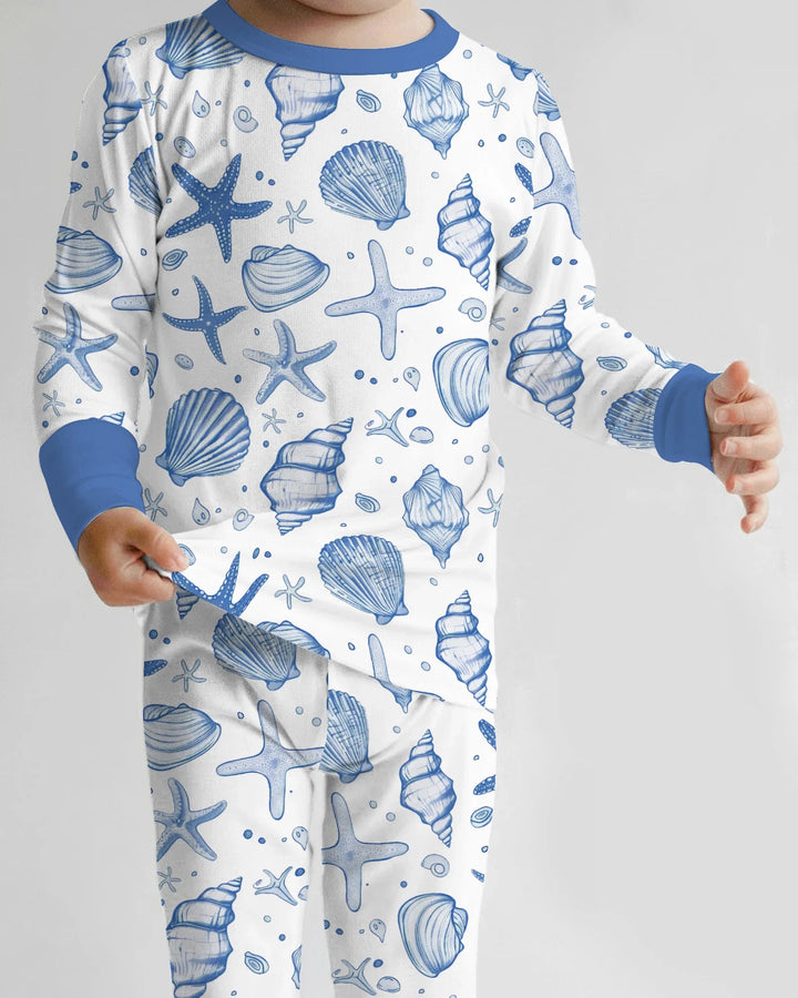 Coastal Charm Family Matching Bamboo Two Piece Long Sleeve Pajama Set