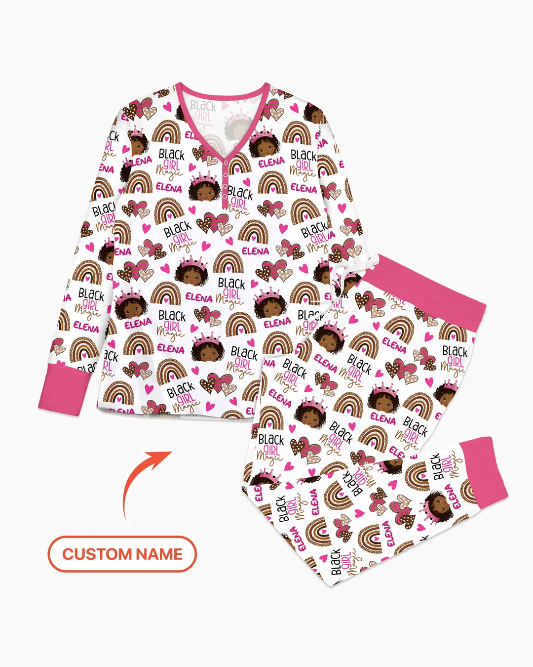Custom Name Black Girl Magic Bamboo Women Pajama Set