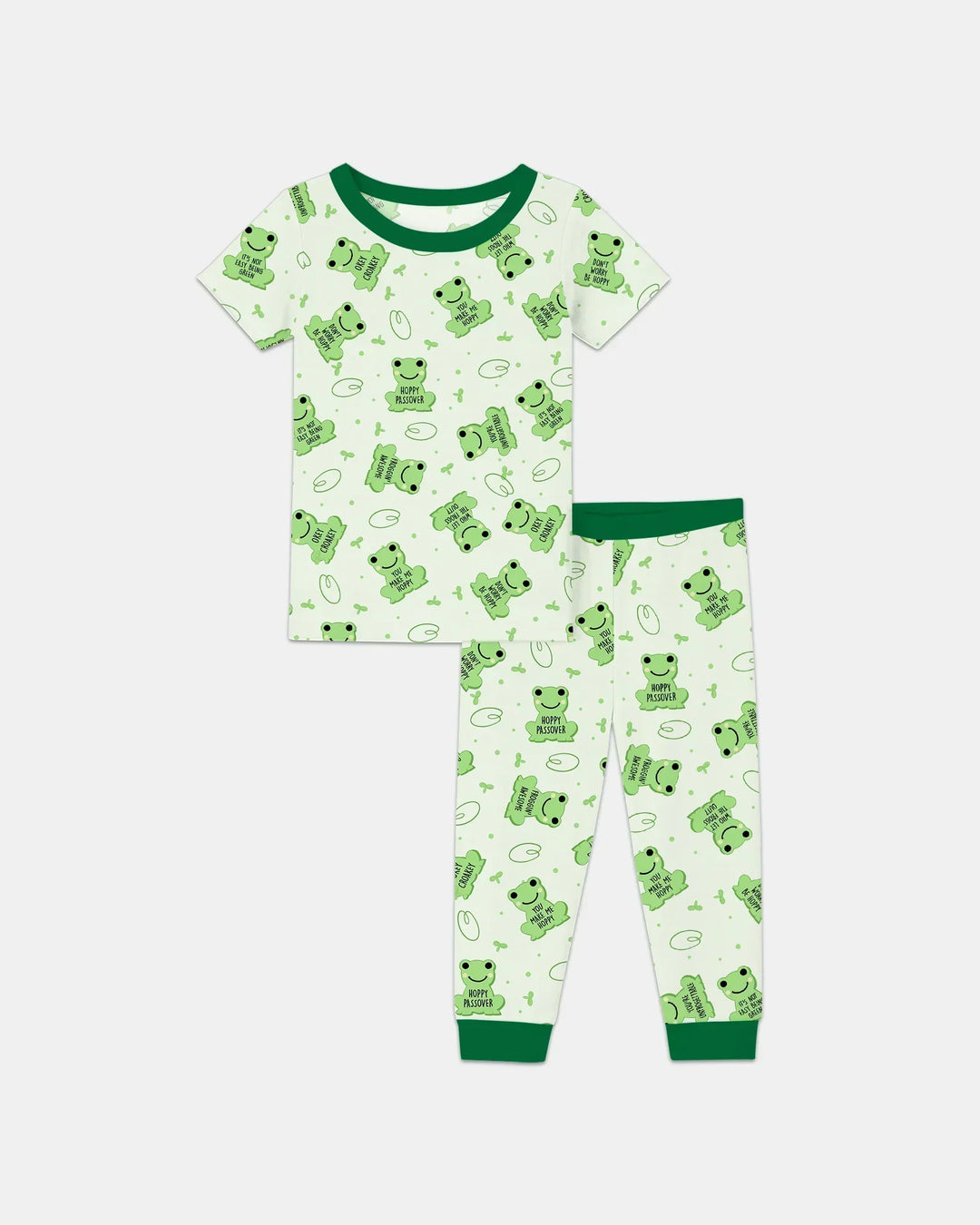 Marzipan Passover Conversation Frogs Bamboo Two Piece Short Sleeve Pajama Set