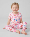 Pink Girly Patriotic Bamboo Two Piece Short Sleeve Pajama Set