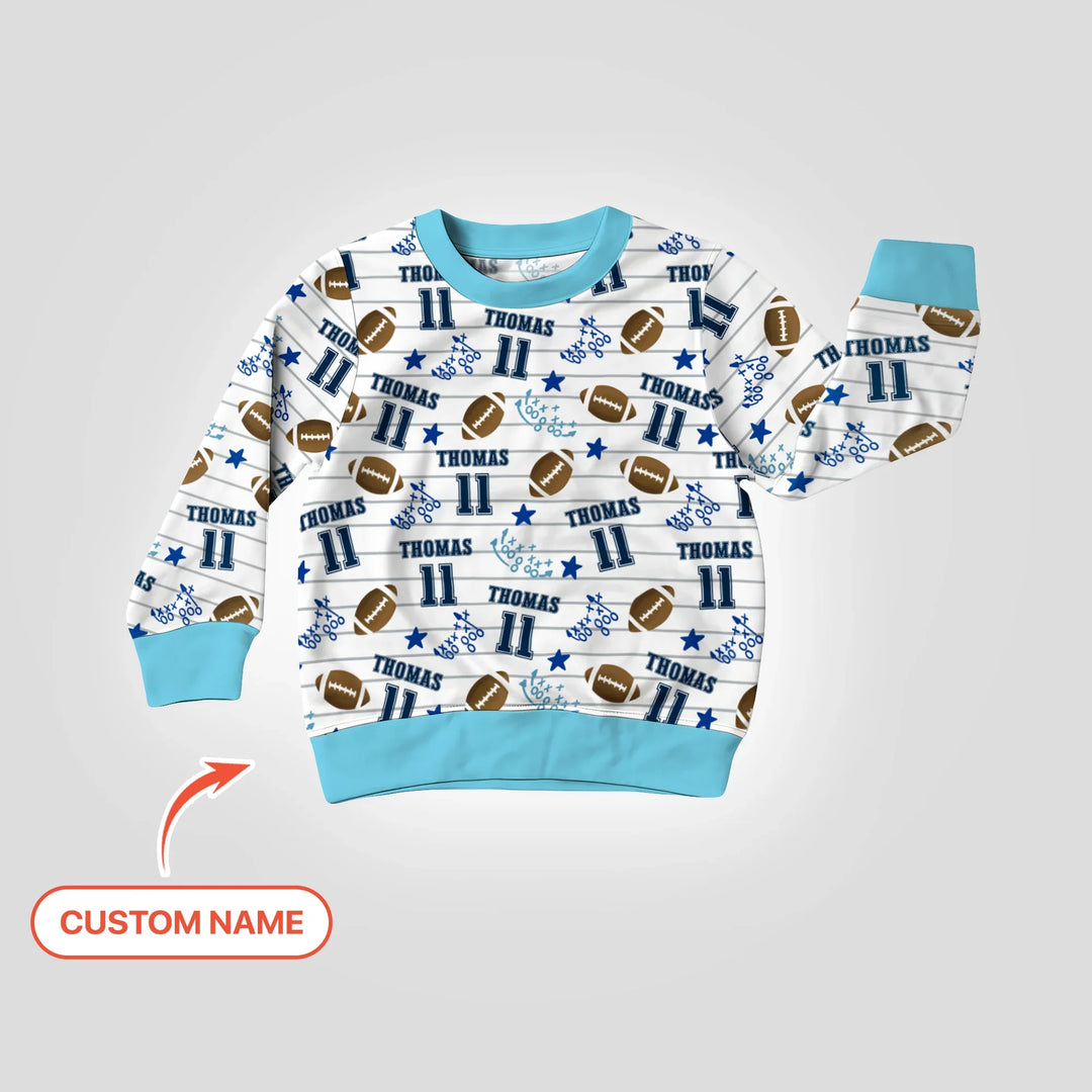 Custom Name Football Time Bamboo Crewneck Sweatshirt