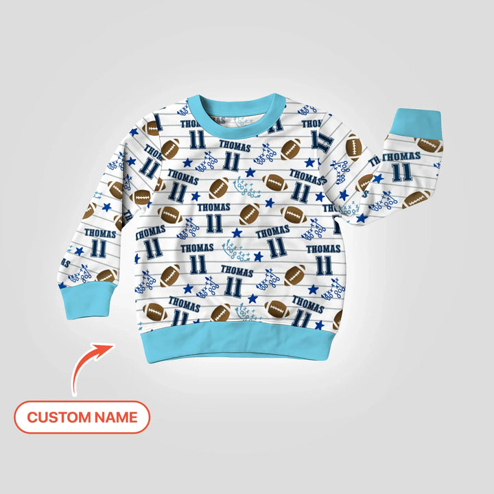 Custom Name Football Time Bamboo Crewneck Sweatshirt