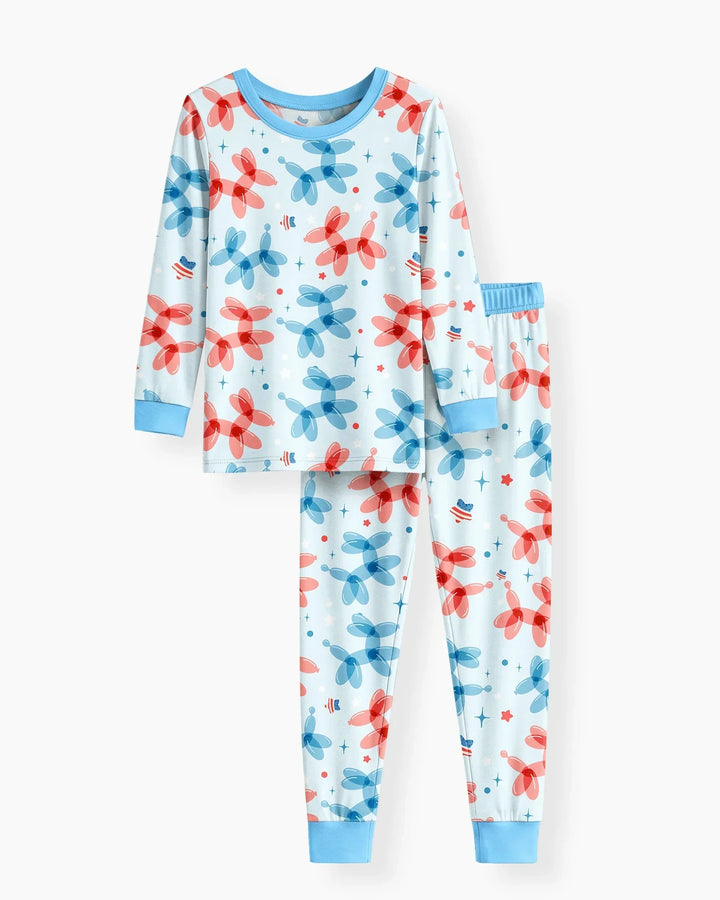 American Balloon Dog Party Bamboo Two Piece Long Sleeve Pajama Set