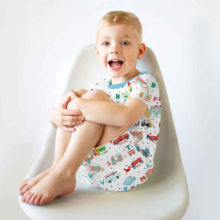 Transportation Alphabet Bamboo Two Piece Short Sleeve Shorts Pajama Set