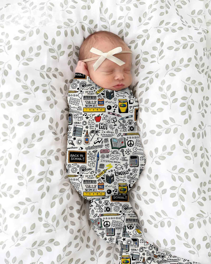 School Days Doodles swaddle blanket