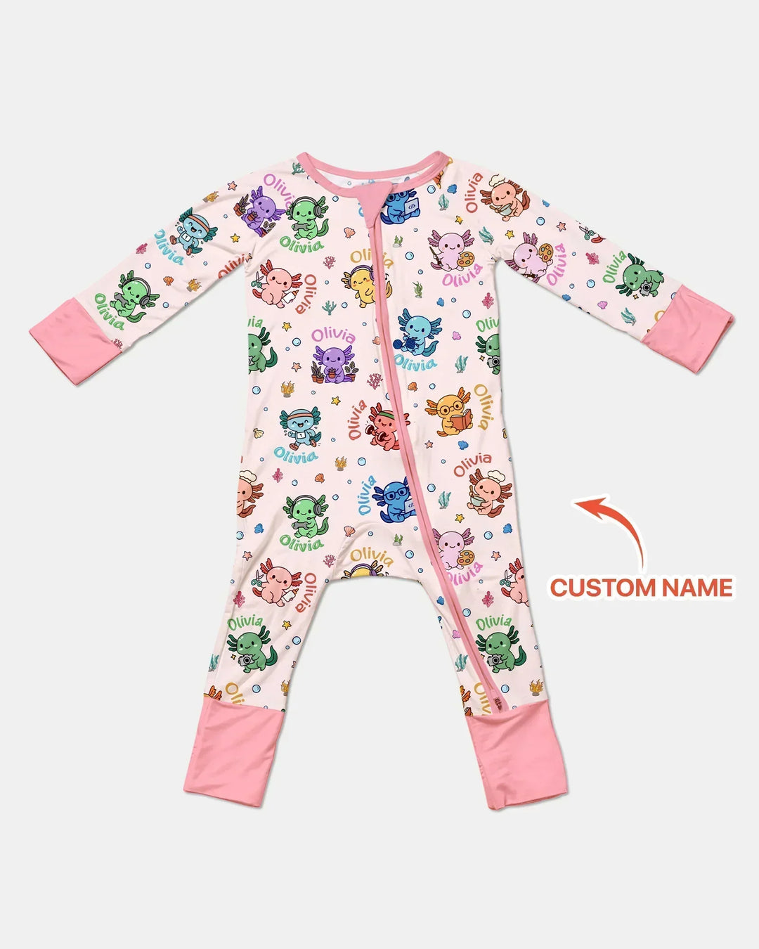 Custom Name Cute Hobby Axolotl Bamboo Convertible Zippy