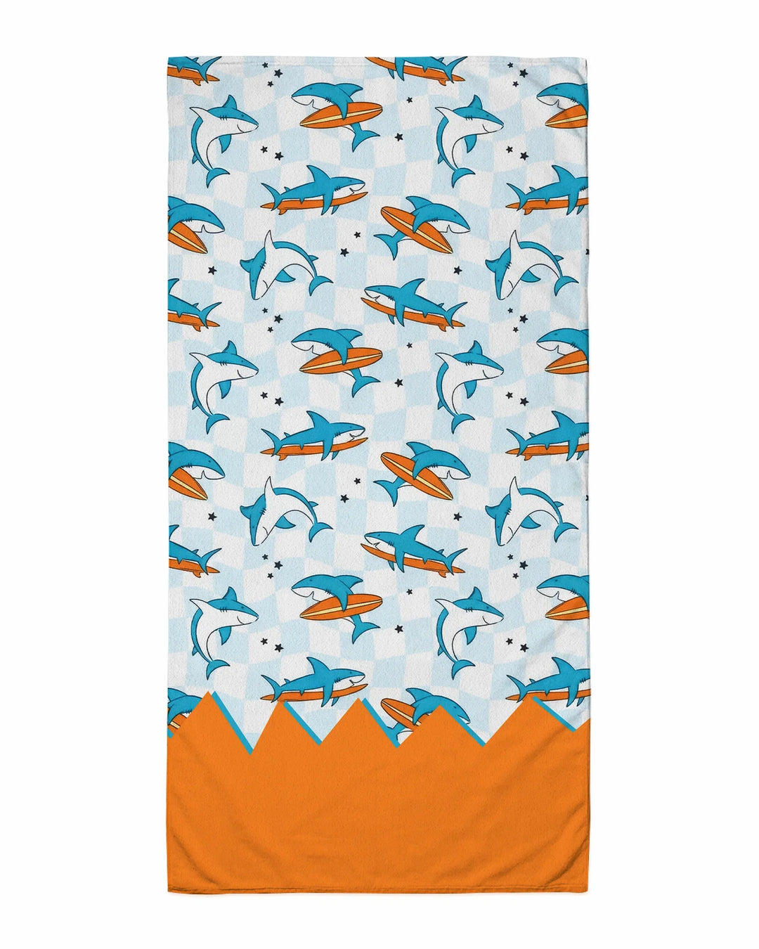 Surfing Sharks Check Bamboo Beach Towel