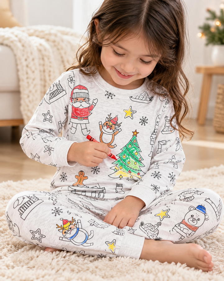 Christmas Colorable Bamboo Two Piece Pyjamas Set