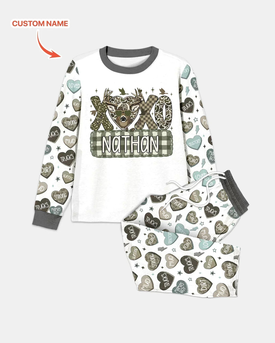 Personalized Hunting Sweethearts Candy Daddy & Me Matching Bamboo Men's Pajama Set