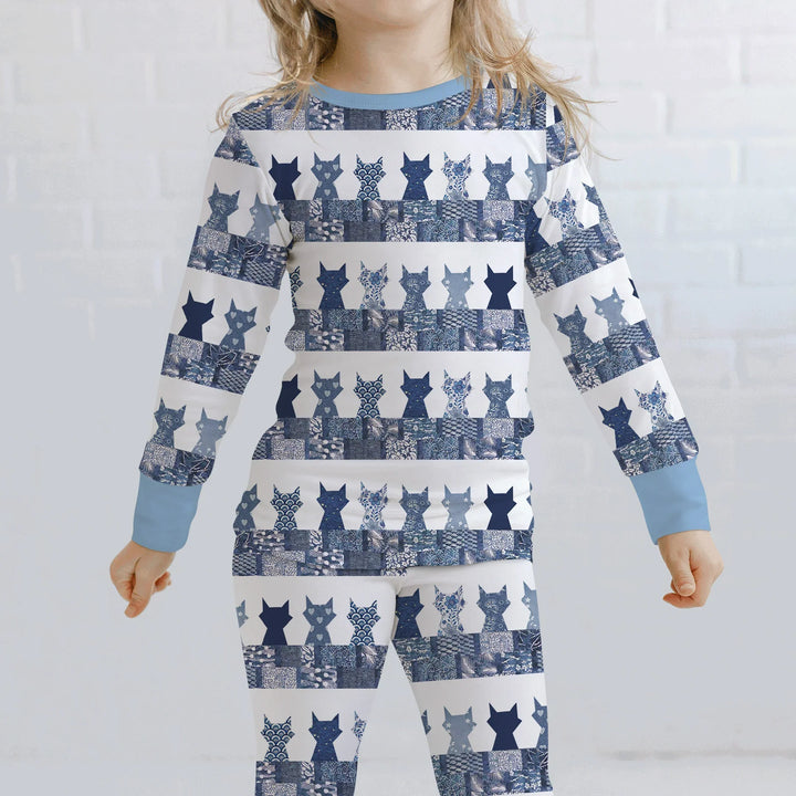 Midnight Feline Bamboo Two Piece Long Sleeve Pajama Set