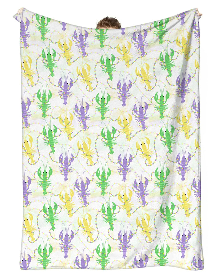 Mardi Gras Crawfish Family Matching Bamboo Blanket