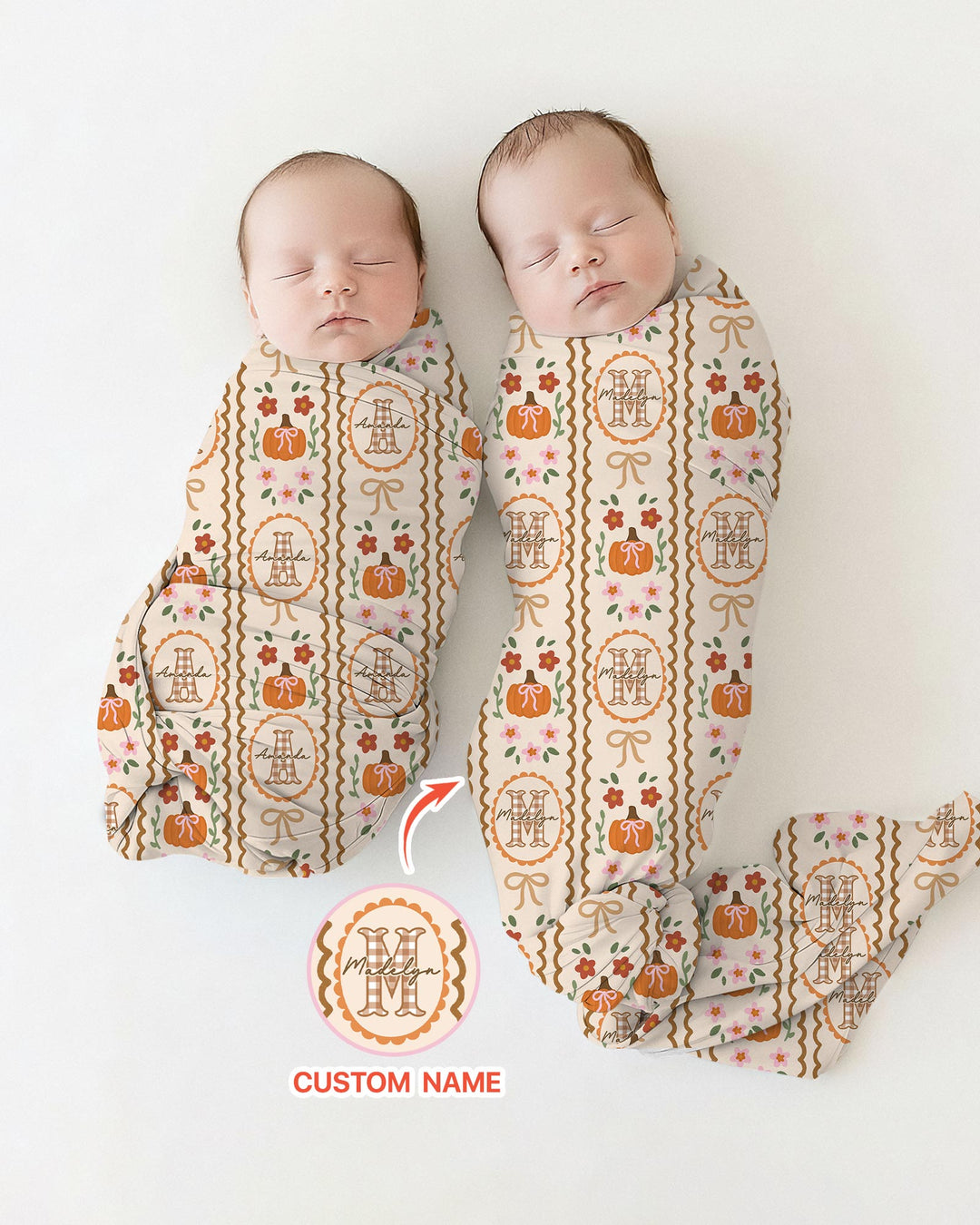 Custom Name Pumpkin Cottage swaddle blanket