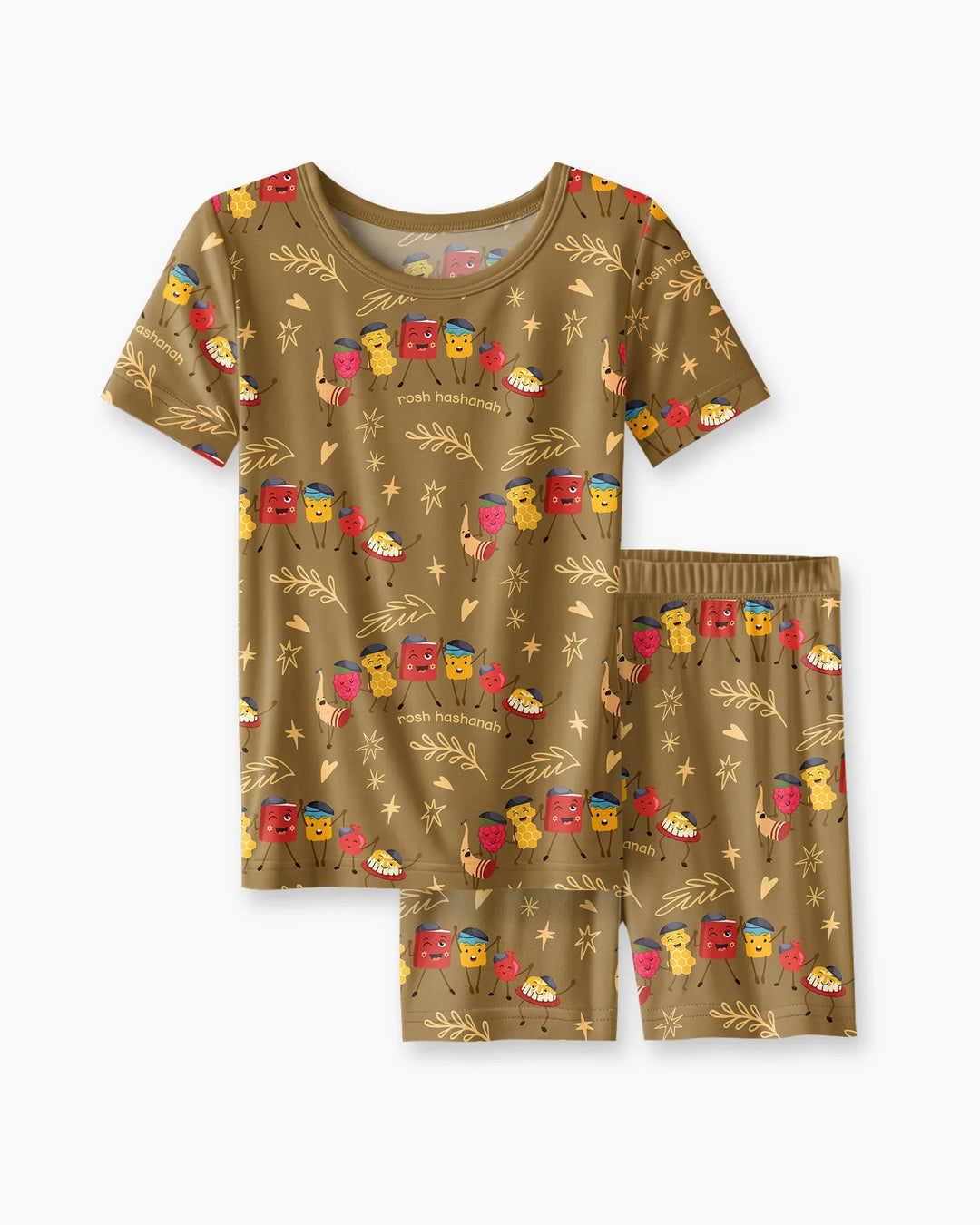 Let's Celebrate Rosh Hashanah Bamboo Two Piece Short Sleeve Shorts Pajama Set