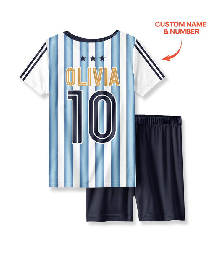Custom Name Argentina Spirit Bamboo Two Piece Short Sleeve Shorts Pajama Set