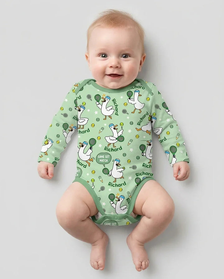 Silly Goose Playing Tennis Bamboo Bodysuit