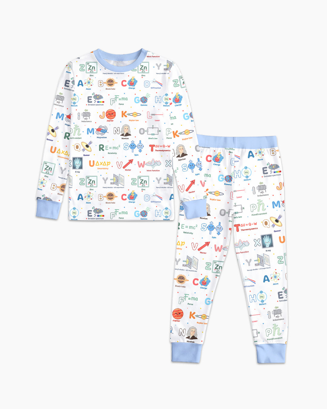 The Physics Alphabet Bamboo Two Piece Long Sleeve Pajama Set