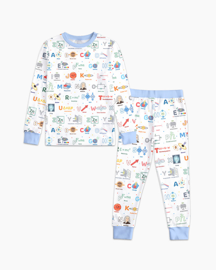 The Physics Alphabet Bamboo Two Piece Long Sleeve Pajama Set