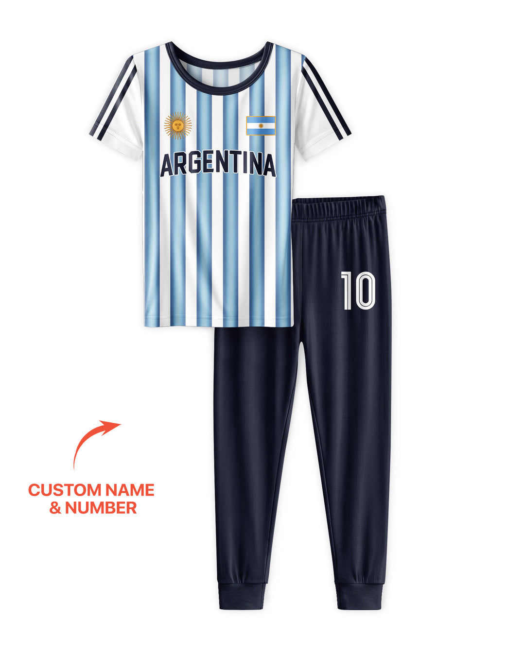 Custom Name Argentina Spirit Bamboo Two Piece Short Sleeve Pajama Set