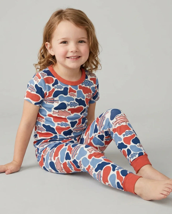 Reel America Daddy & Me Matching Bamboo Two Piece Short Sleeve Pajama Set