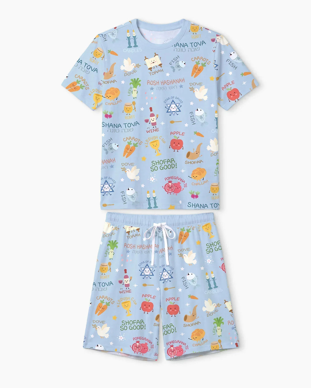 Family Rosh Hashanah Matching Bamboo Men Short Sleeve Short Pajama Set