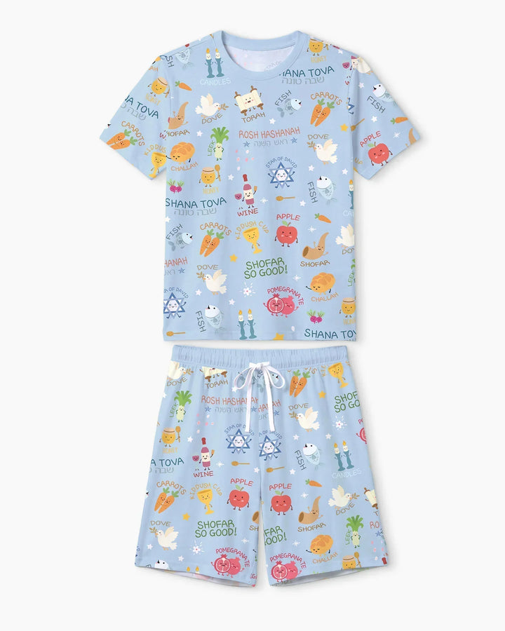 Family Rosh Hashanah Matching Bamboo Men Short Sleeve Short Pajama Set