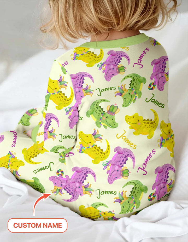 Custom Name Mardi Gras Alligator Bamboo Convertible Zippy