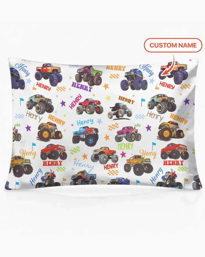 Monster Truck Custom Name Bamboo Pillow Case