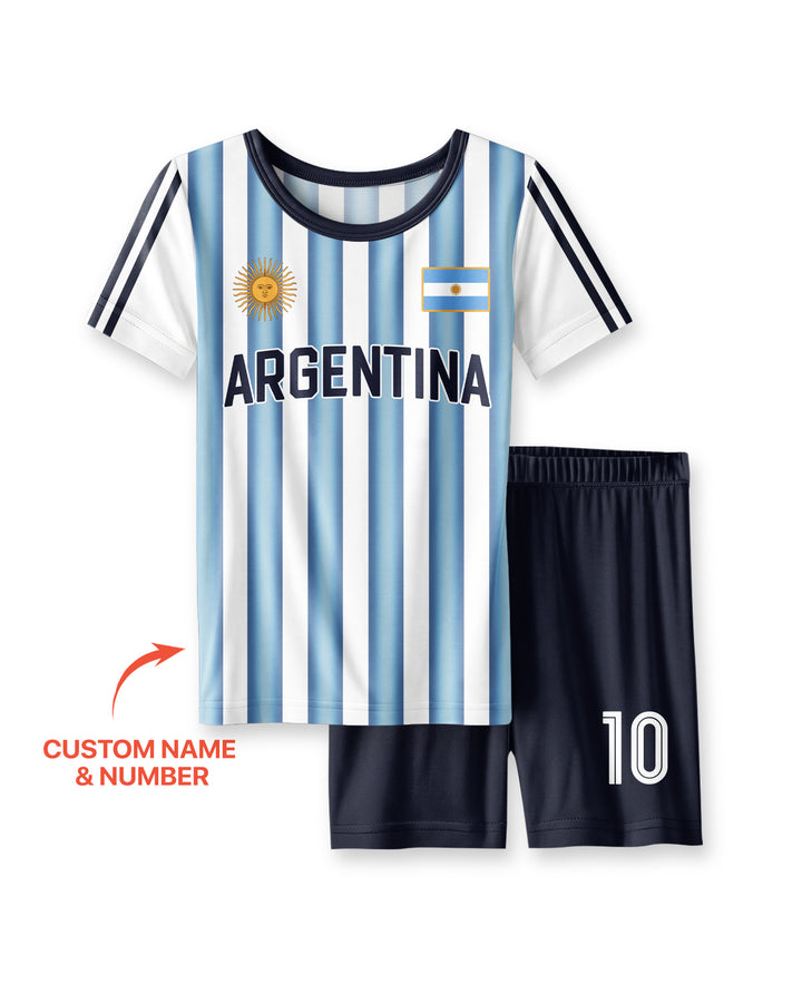 Custom Name Argentina Spirit Bamboo Two Piece Short Sleeve Shorts Pajama Set
