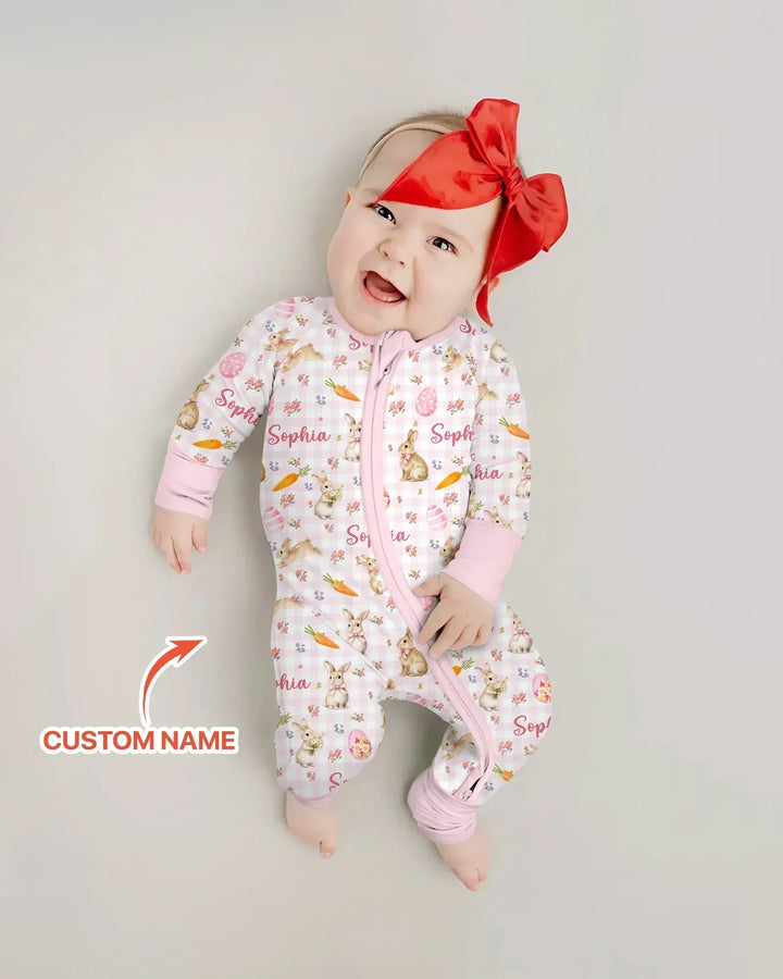 Custom Name Bunny Garden Bamboo Convertible Zippy