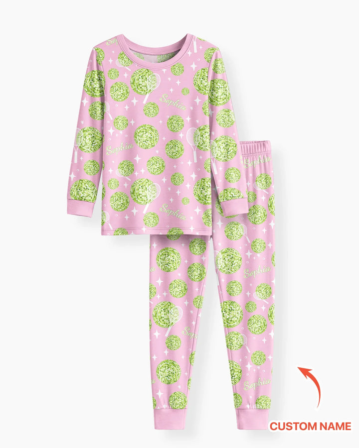 Tennis Disco Girl Party Matching Bamboo Two Piece Long Sleeve Pajama Set