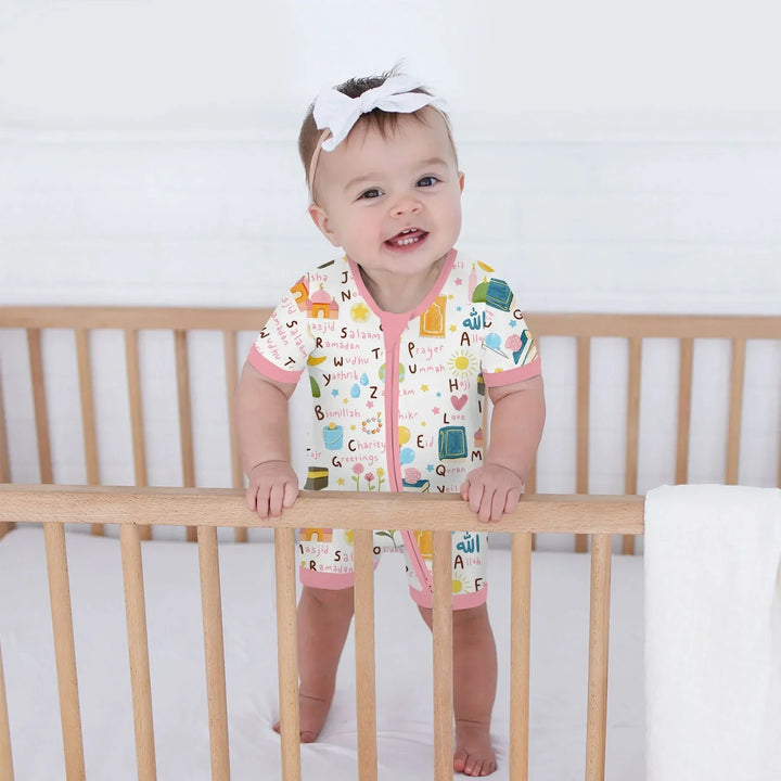 Islamic Alphabet Bamboo Shorty Zippy
