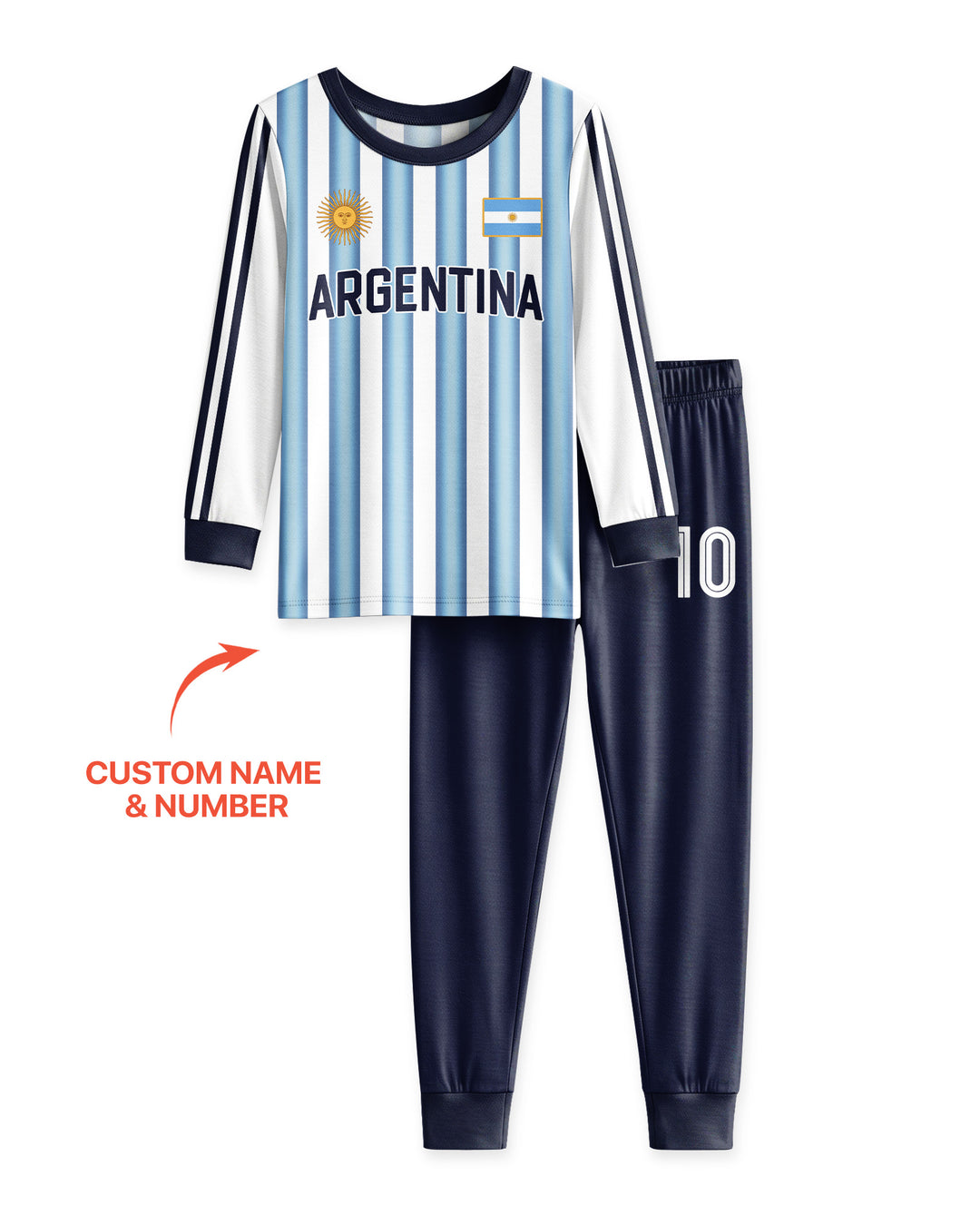 Custom Name Argentina Spirit Bamboo Two Piece Long Sleeve Pajama Set
