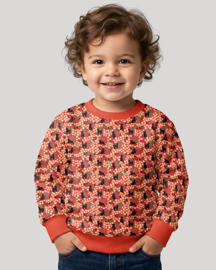 Black Cat Ditsy Bamboo Crewneck Sweatshirt