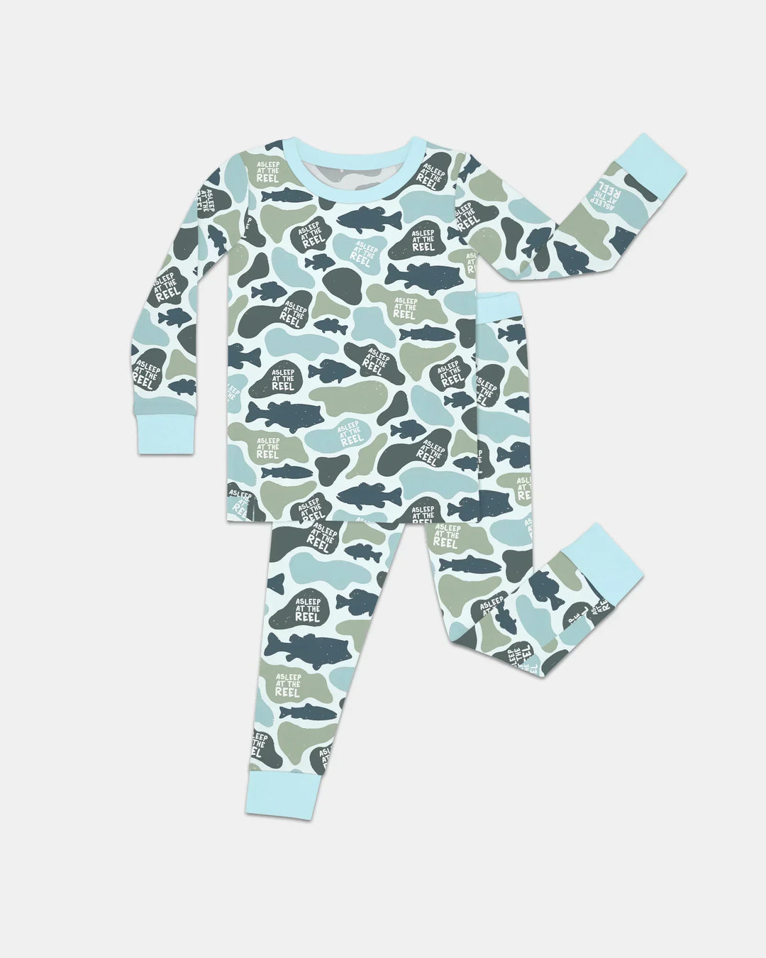 Asleep At The Reel Matching Daddy & Me Bamboo Two Piece Long Sleeve Pajama Set