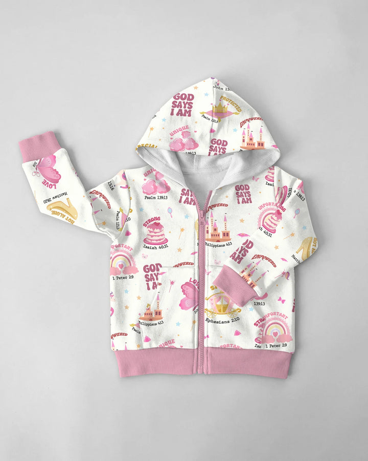 God Says I Am Girl Bamboo Zip Hoodie