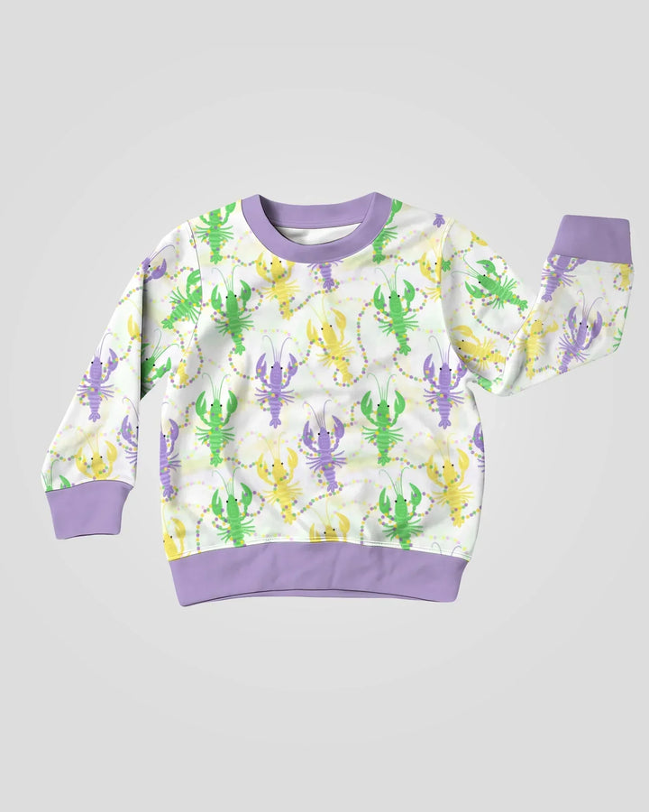 Mardi Gras Crawfish Family Matching Bamboo Crewneck Sweatshirt