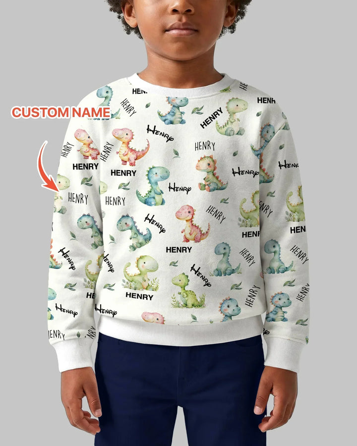 Dinosaur Custom Name Bamboo Crewneck Sweatshirt