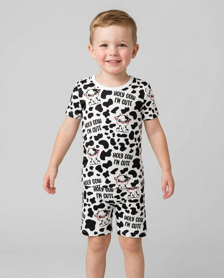 Holy Cow I'm Cute Bamboo Two Piece Short Sleeve Shorts Pajama Set