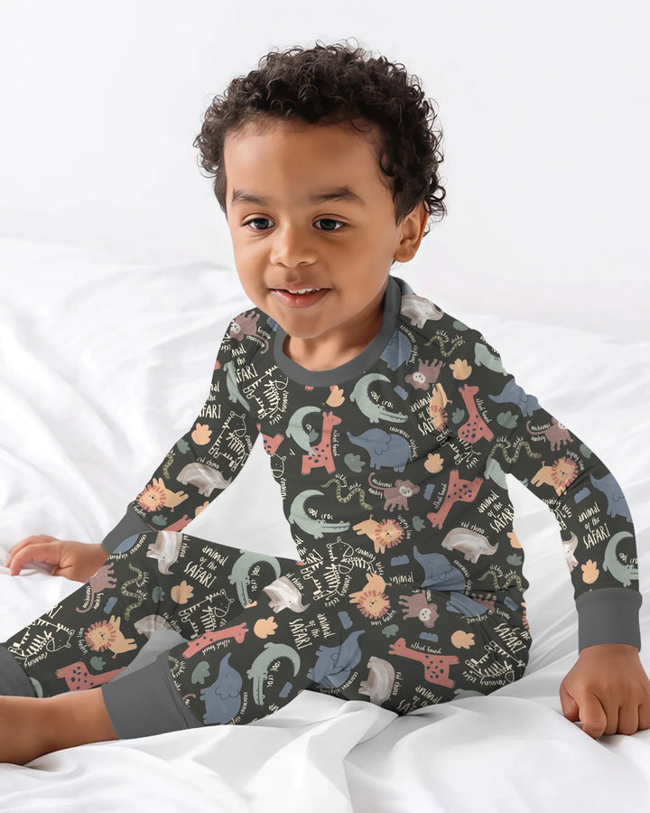 Funny African Animals Bamboo Two Piece Long Sleeve Pajama Set