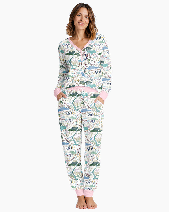 Whimsical Psalms 23 Map Bamboo Women Pajama Set