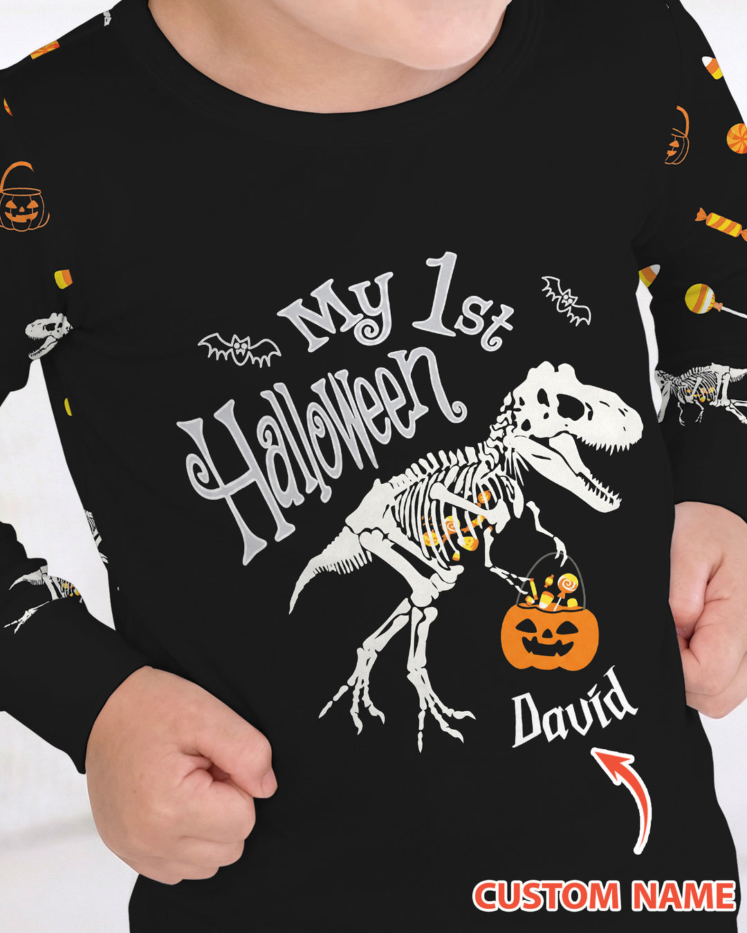 My First Halloween Dinosaur  Bamboo Two Piece Long Sleeve Pajama Set