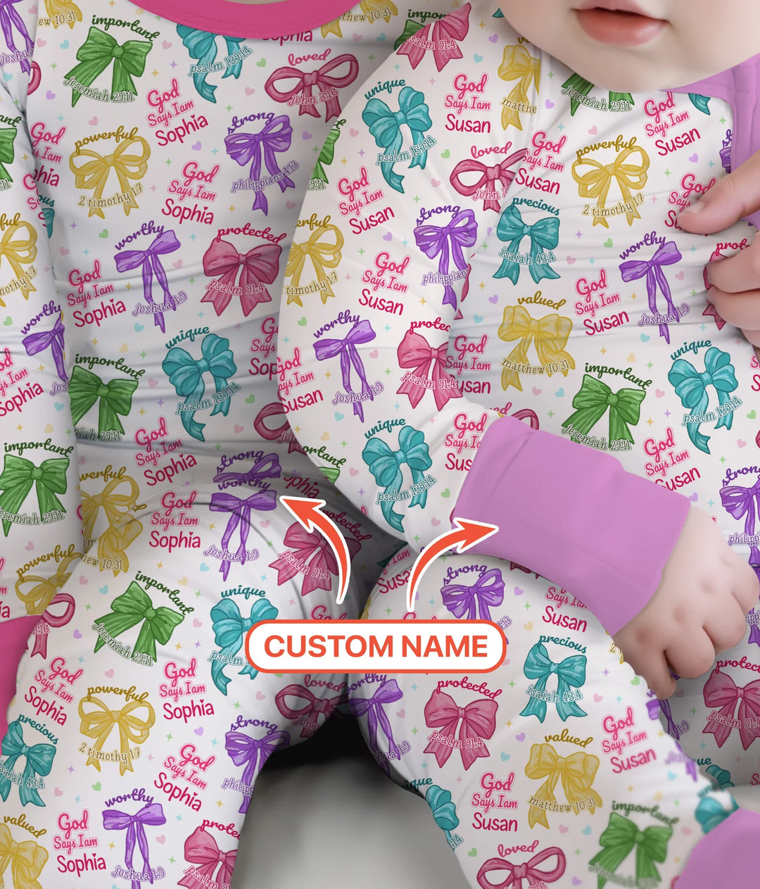 God Says I Am Bow Blessings Custom Name Bamboo Convertible Zippy