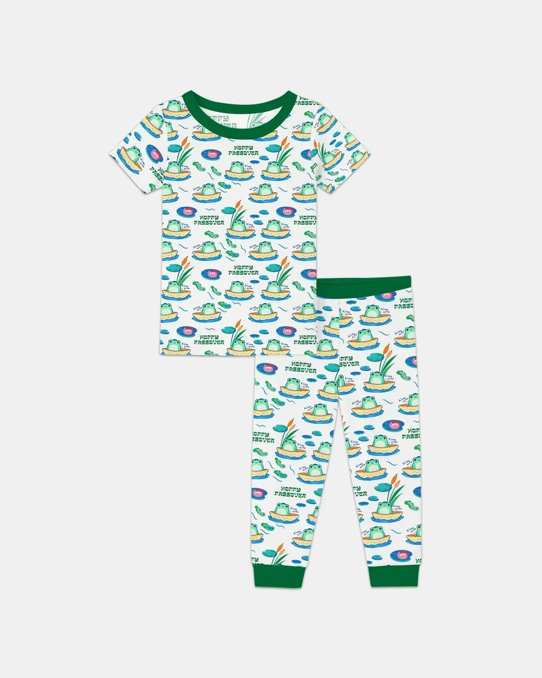 Hoppy Passover Family Matching Bamboo Two Piece Short Sleeve Pajama Set